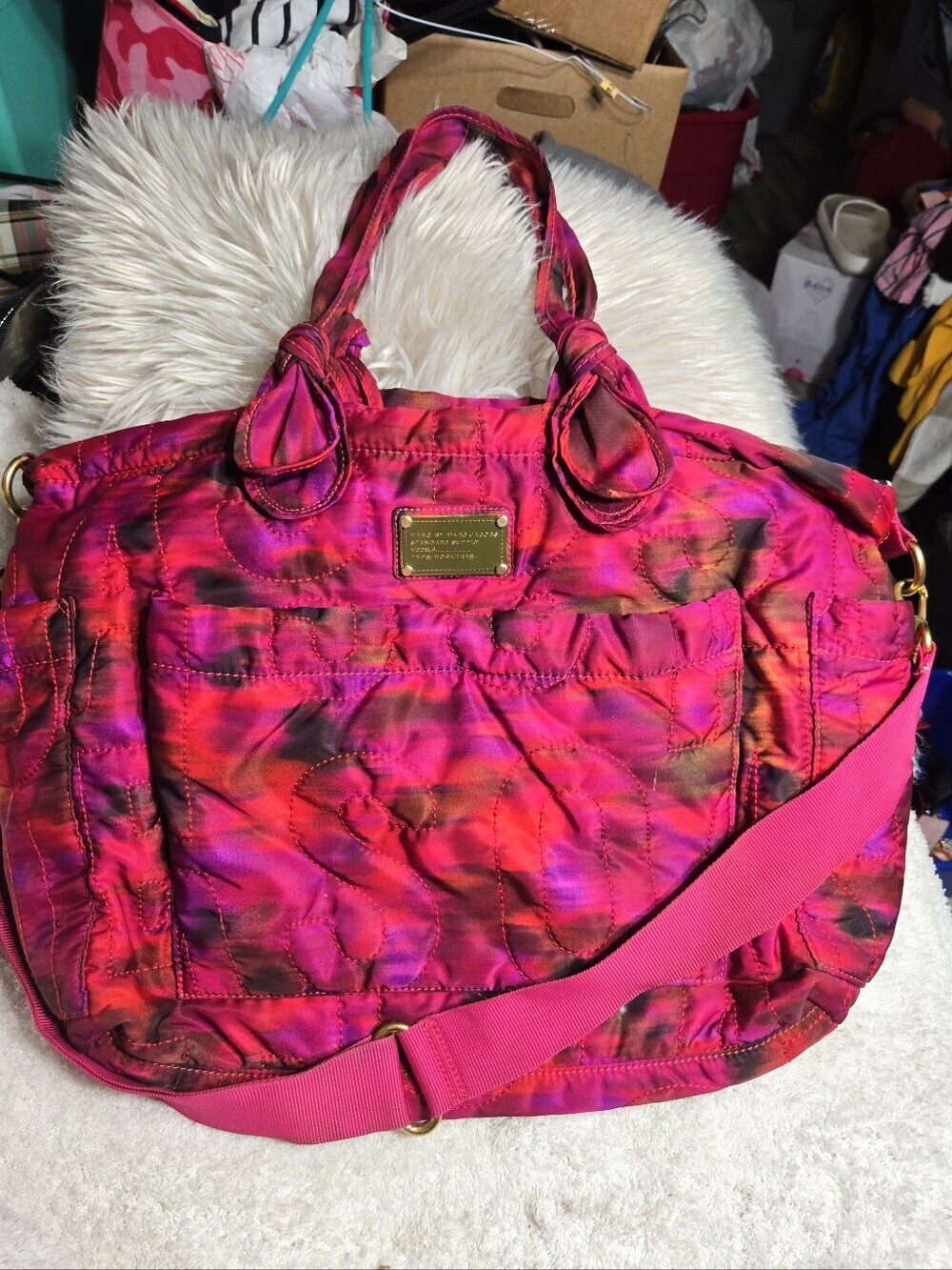 Marc By MARC JACOBS Large Pink & Red STANDARD SUPPLY Tote Crossbody